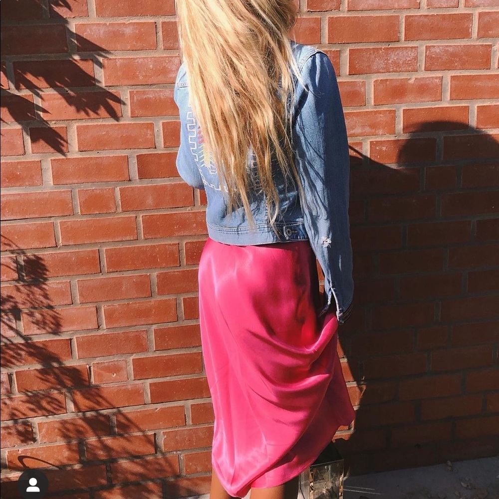 ZARA Hot pink silky slip dress